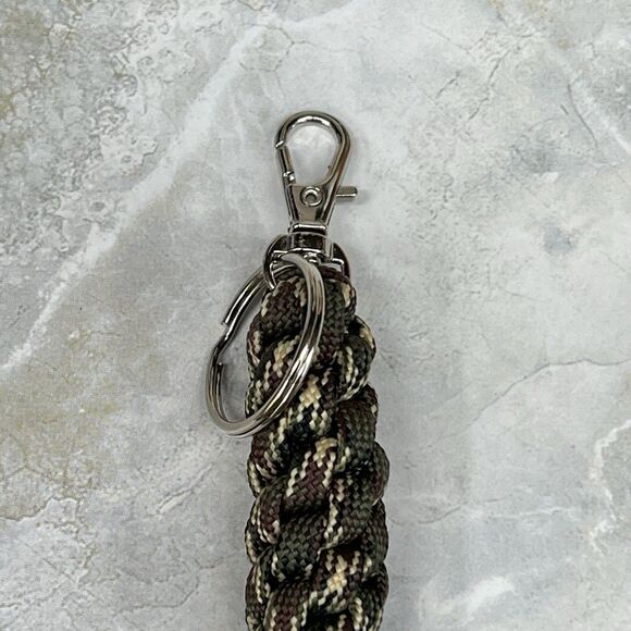 Paracord Braided Keychain Carabiner Key Ring Green Handmade Macrame Swivel Clasp - Picture 6 of 11